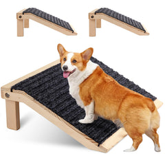 In hand dog ramp front view with textured surface for secure climbing