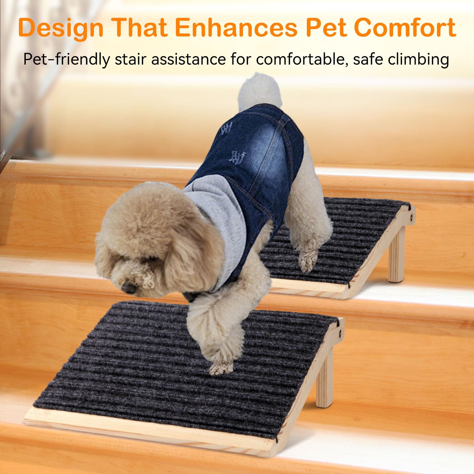 In hand dog ramp side view showing anti-slip feet for stability