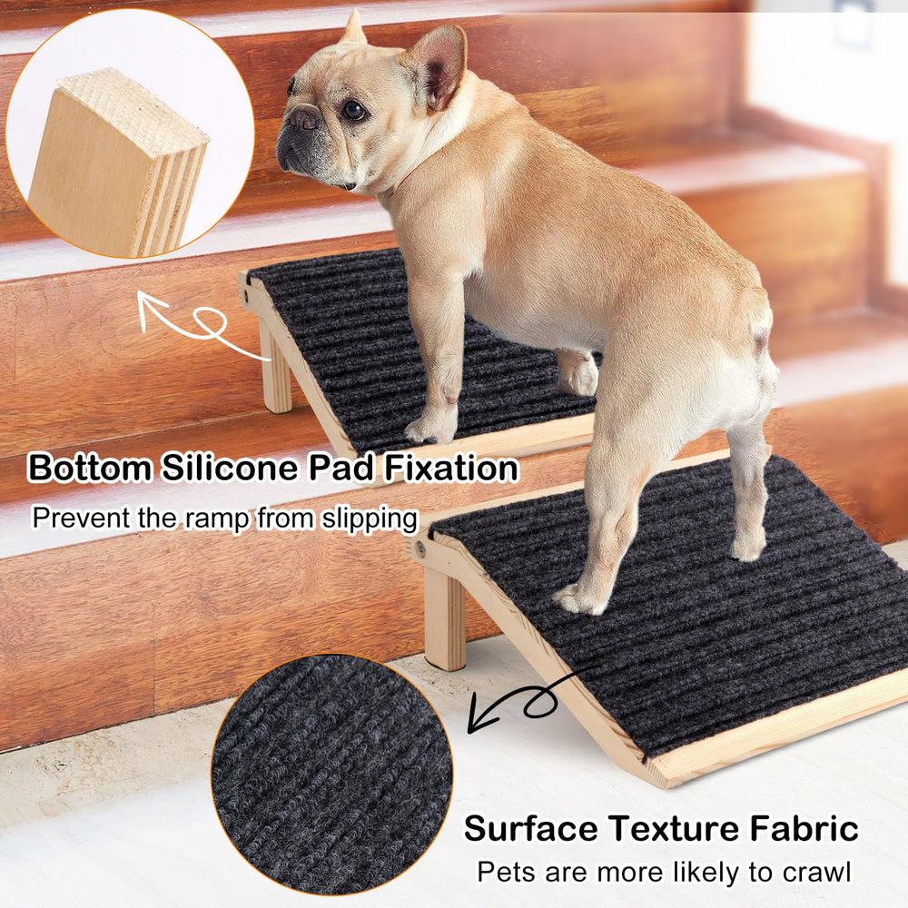In hand dog ramp stairs compatibility demonstrates fit for standard staircases