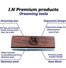 I.N Premium deshedding tool closeup of 5-inch brush for efficient fur removal.
