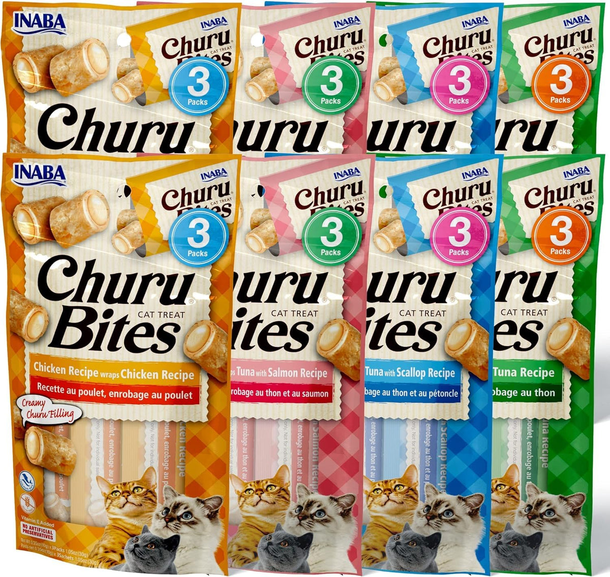 INABA Churu Bites tube open reveals soft chicken centers for easy feeding