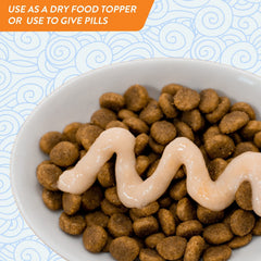 INABA Churu chicken-tube as wet/dry topper enhances meals with flavor.