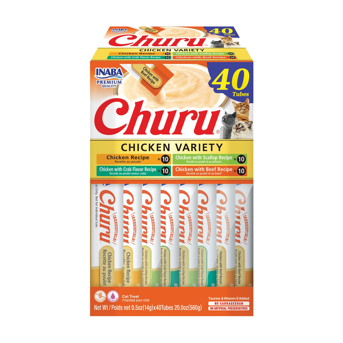 INABA Churu chicken variety box tubes offer flavor variety for picky eaters.
