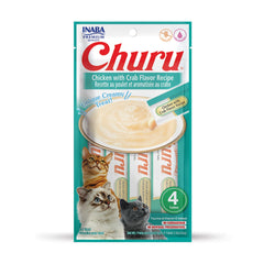 INABA Churu chicken with crab tube front showing creamy moisture and appeal for cats