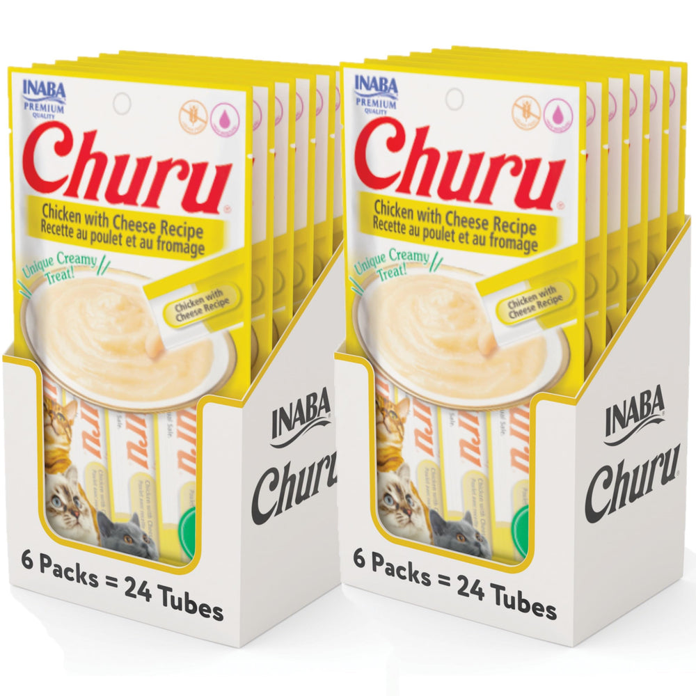 INABA Churu hand-fed tubes for interactive feeding and bonding.