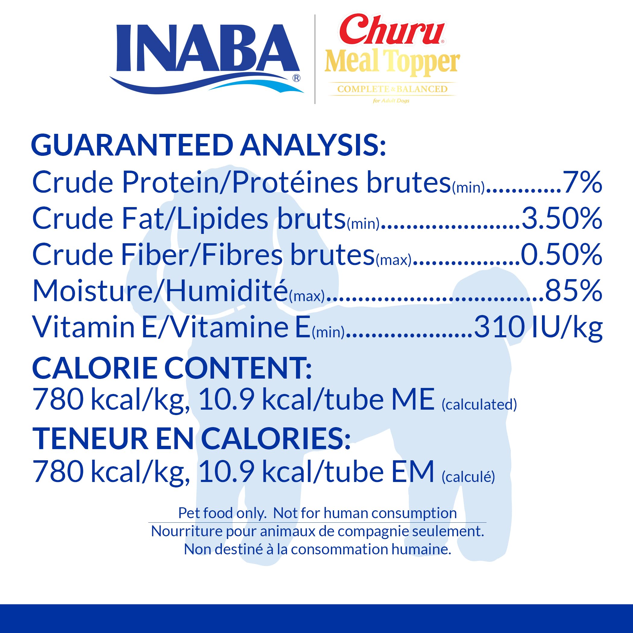 Ingredientes de calidad de INABA Churu para perro, en tubo práctico.