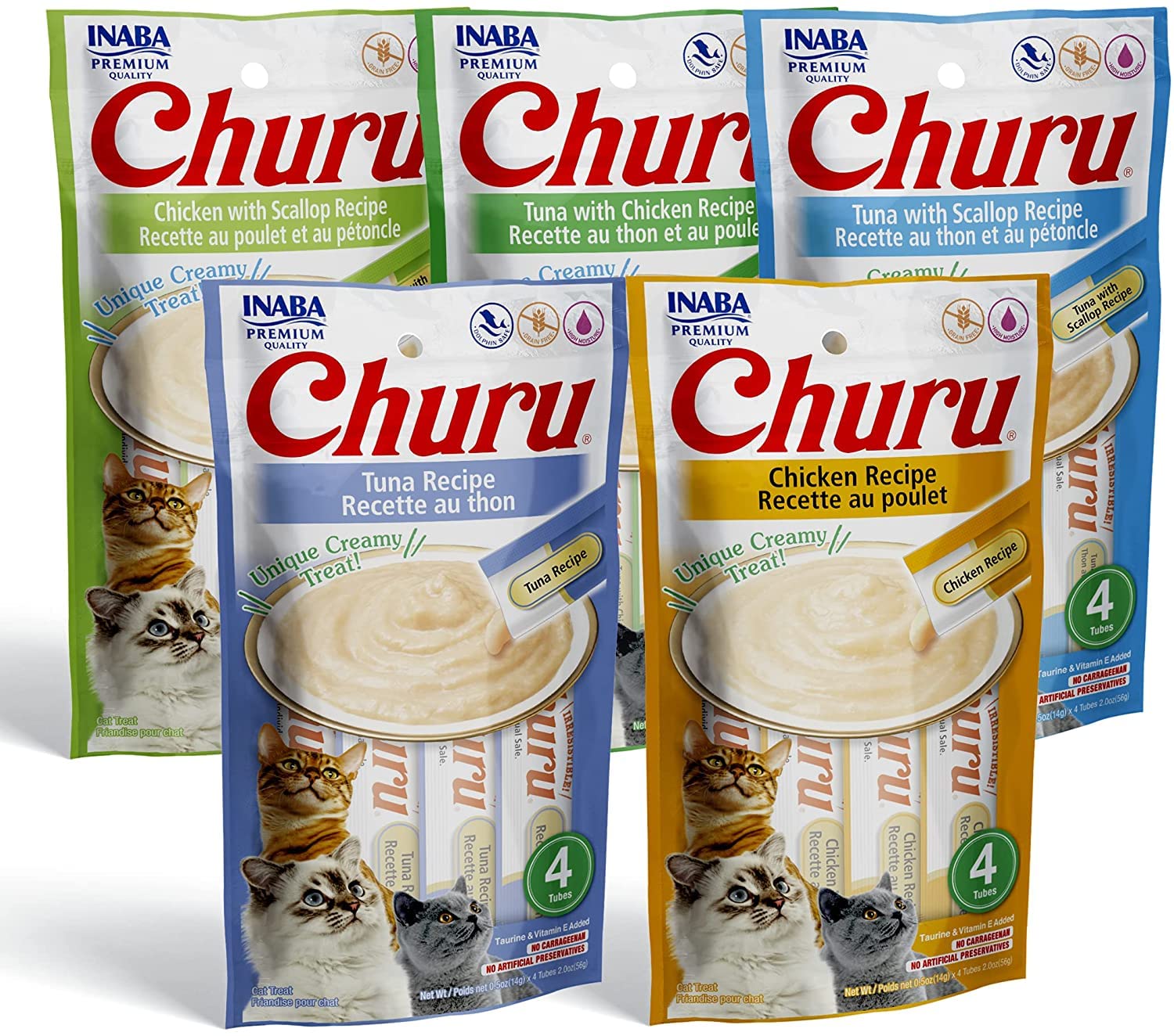 INABA Churu lickable purée pack tubes boosting hydration for cats.