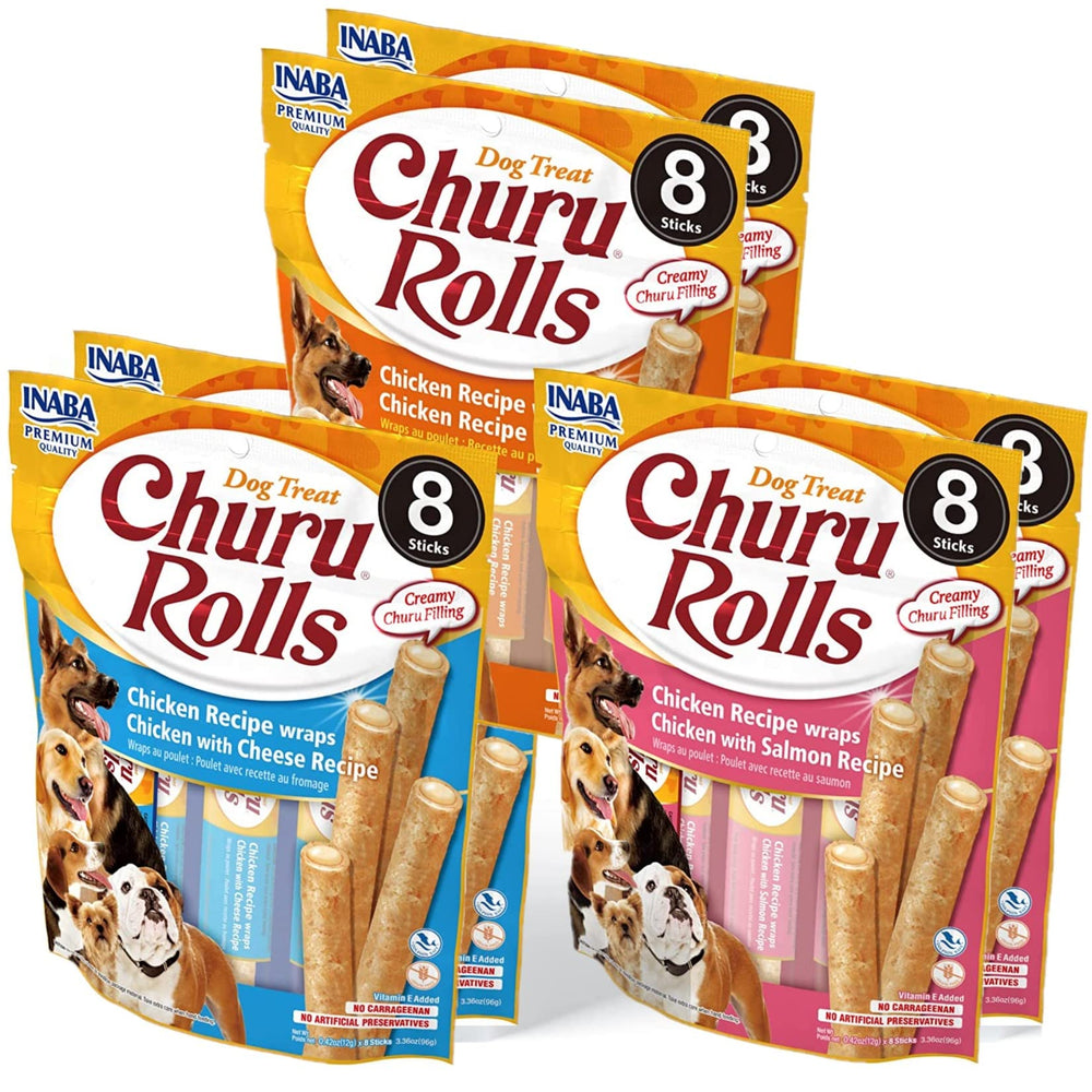 INABA Churu Rolls for Dogs pack-front showing grain-free treats suitable for training