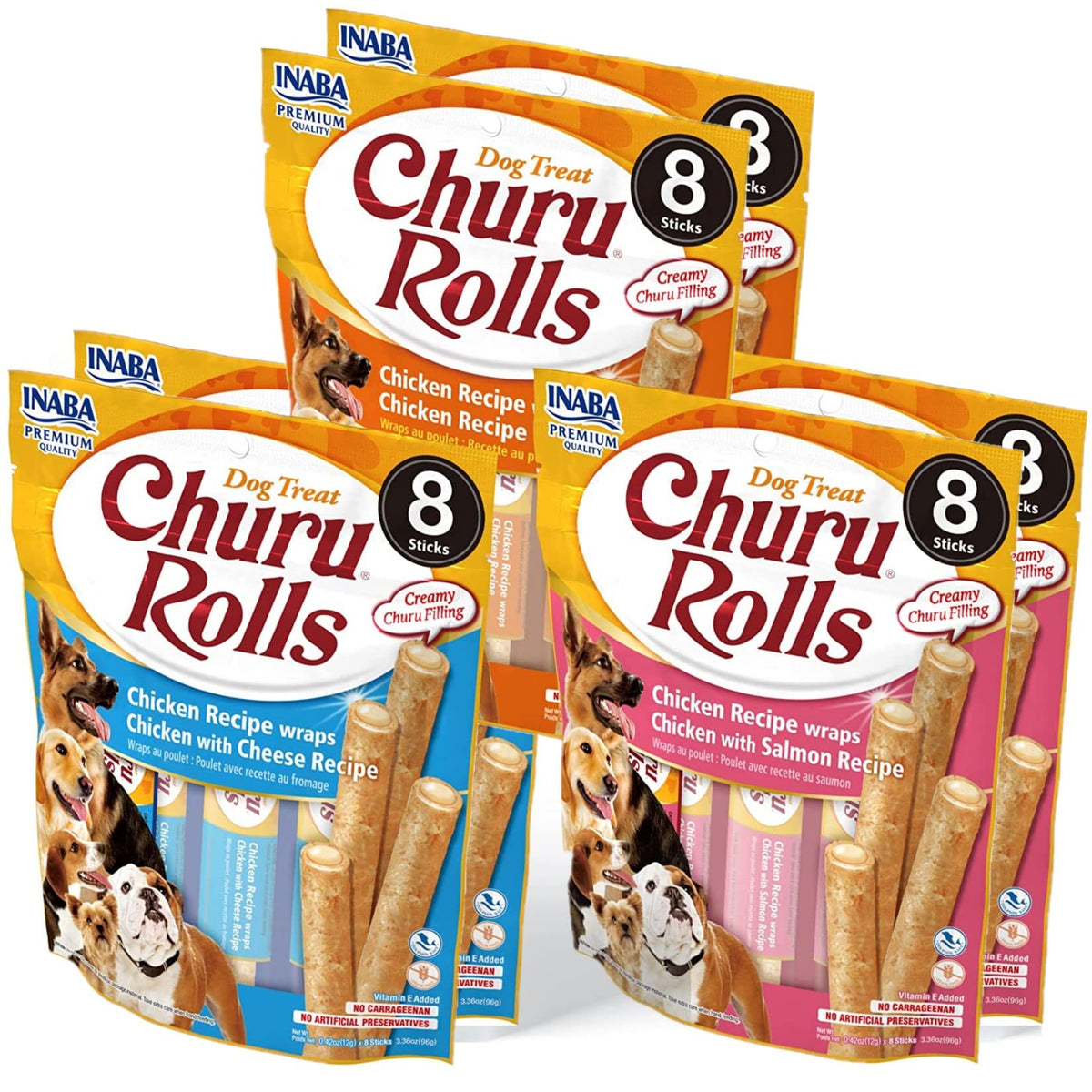 INABA Churu Rolls for Dogs pack-front showing grain-free treats suitable for training