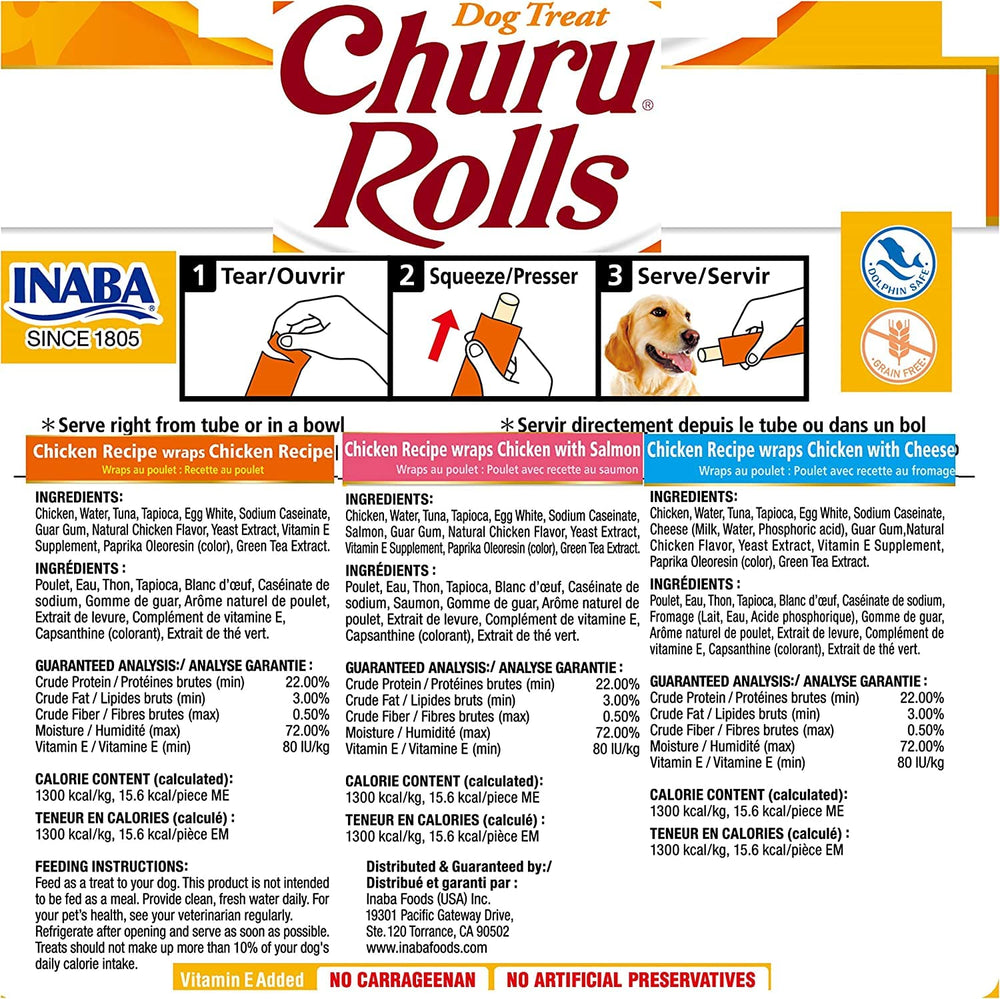 INABA Churu Rolls three-flavor variety-pack closeup with soft centers