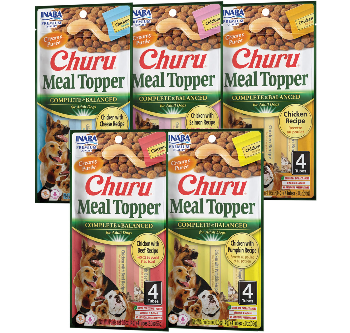 INABA Churu Topper para perro en tubo de 0,5 oz, complemento sabroso para entrenamiento.
