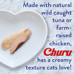 Assorted INABA Churu tubes in a multi-flavor display for cats.