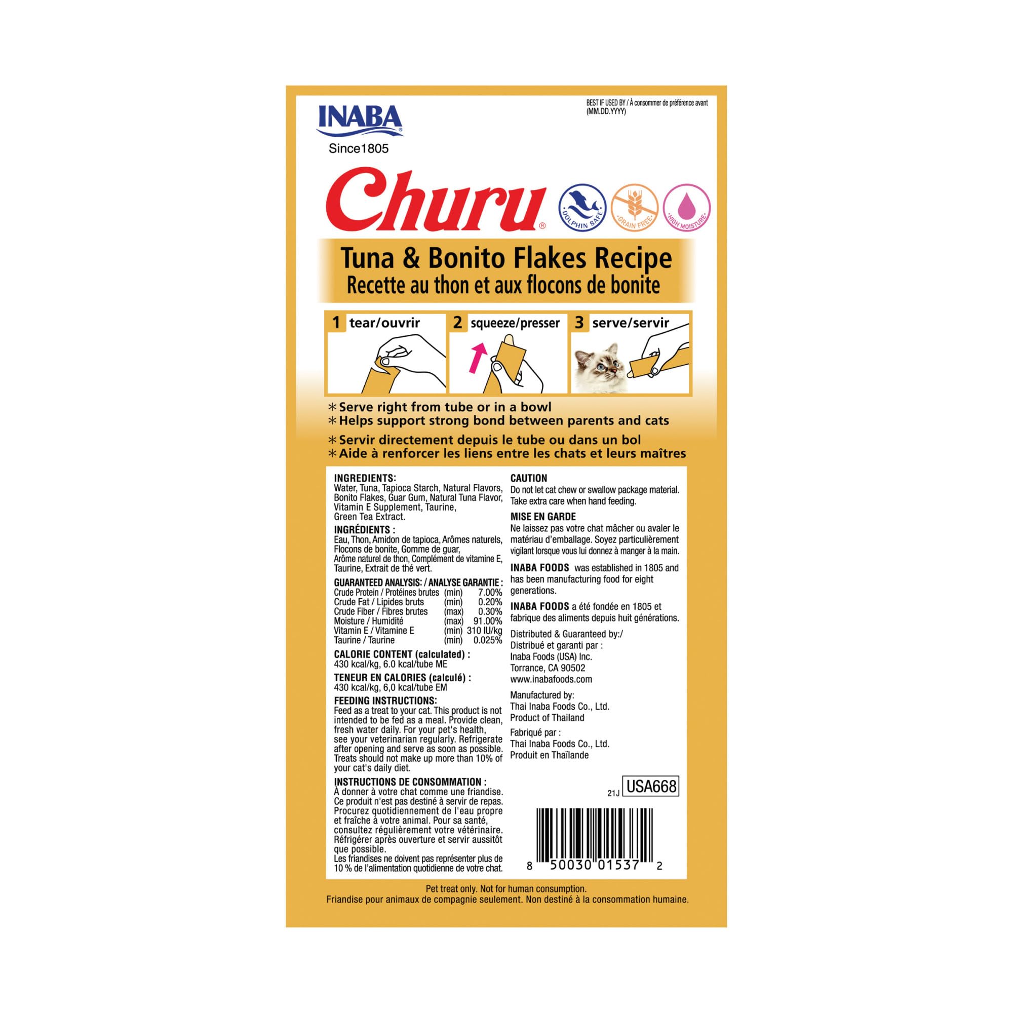 INABA Churu tuna-bonito-tubes-hand-feeding highlights interactive feeding and bonding time with your cat