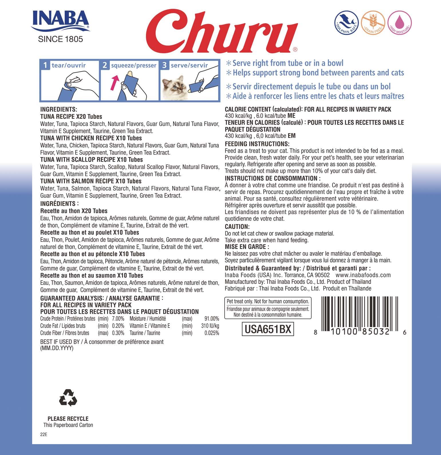 INABA Churu tuna purée hand-fed feeding demonstrates interactive bonding.