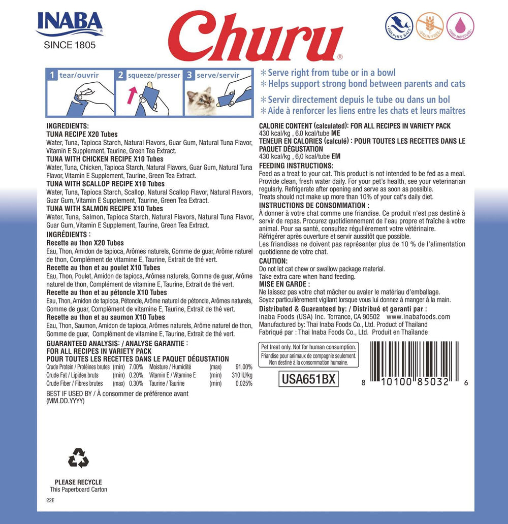 INABA Churu tuna purée hand-fed feeding demonstrates interactive bonding.