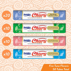 INABA Churu tuna purée topper on dry food for moisture and flavor.