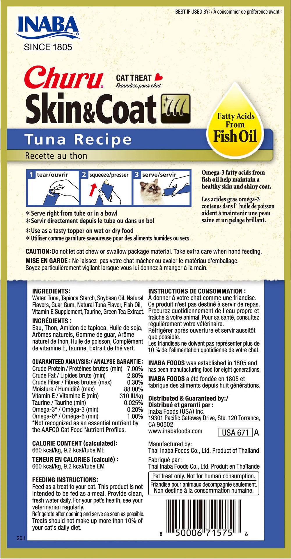 INABA Churu Tuna Recipe tube in hand for hand-feeding