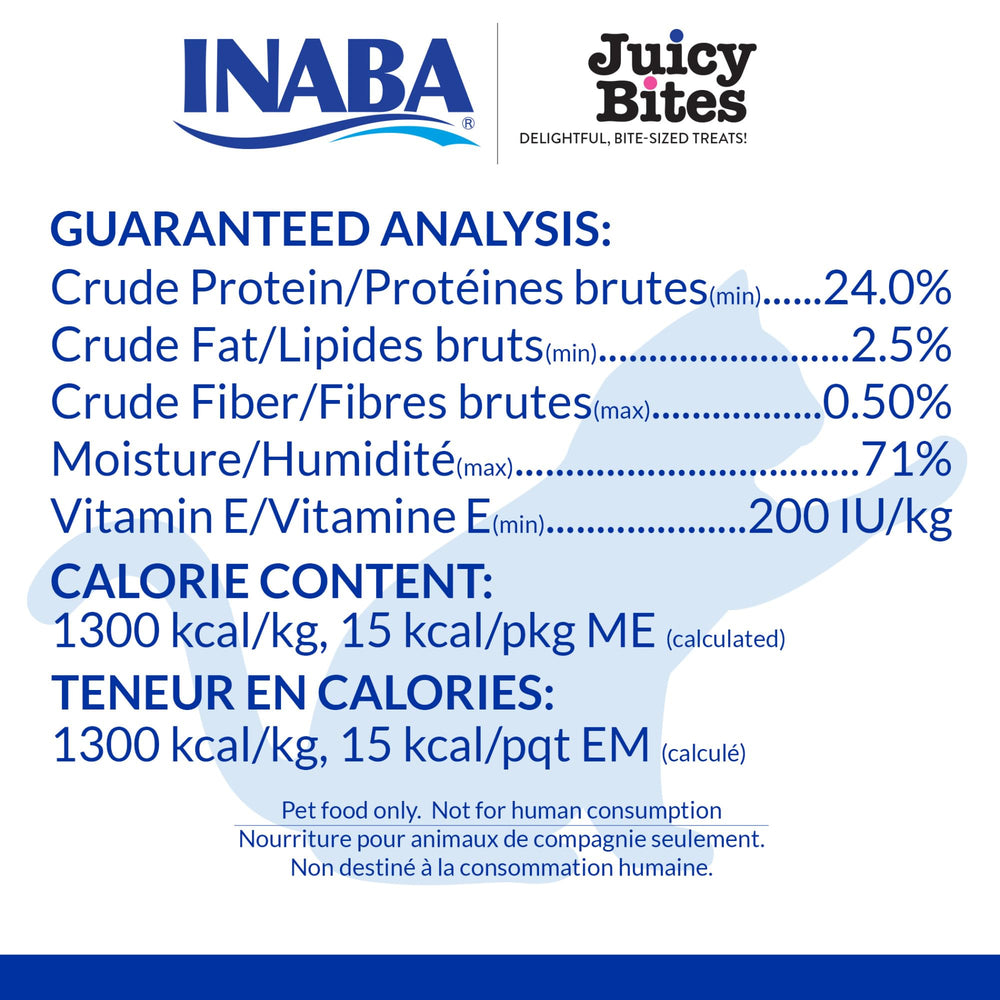 INABA Juicy Bites 18-pouch bag highlights consistent snack size and freshness.