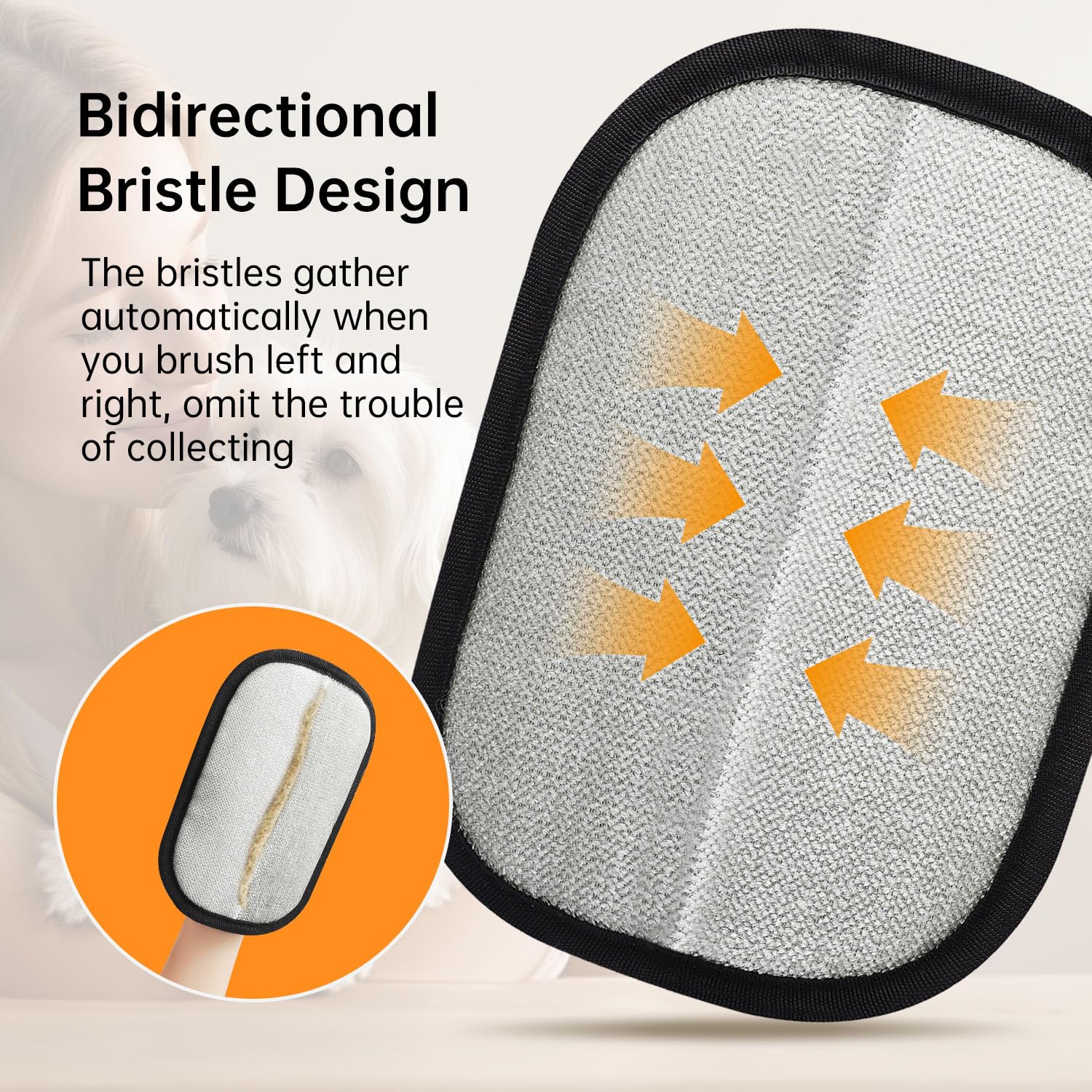 INABULETWO glove in car seat use highlights easy pet hair removal during commutes
