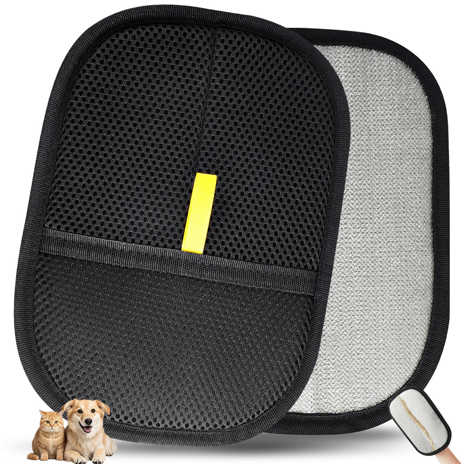 INABULETWO pet hair removal glove close-up shows static action for quick sofa cleanup