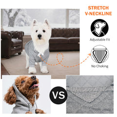Inanil dog hoodie back view with leash hole in gray highlights easy leash access.