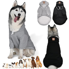 Inanil dog hoodie black front view showing cozy warmth and fit