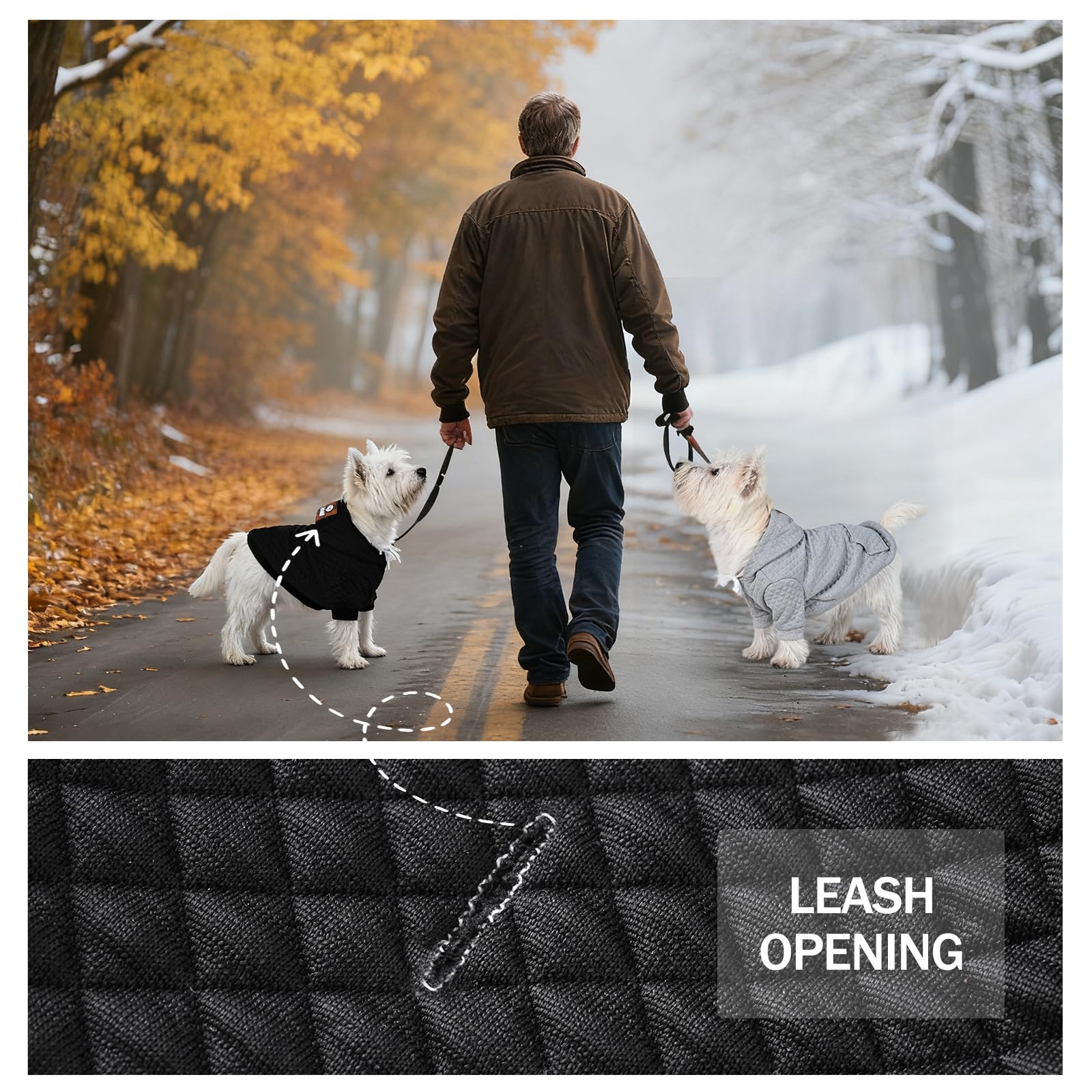 Inanil dog hoodie pocket detail in gray reveals built-in pocket for small items.