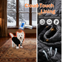 Inanil dog hoodie front view in gray demonstrates versatile warmth for outdoor wear.