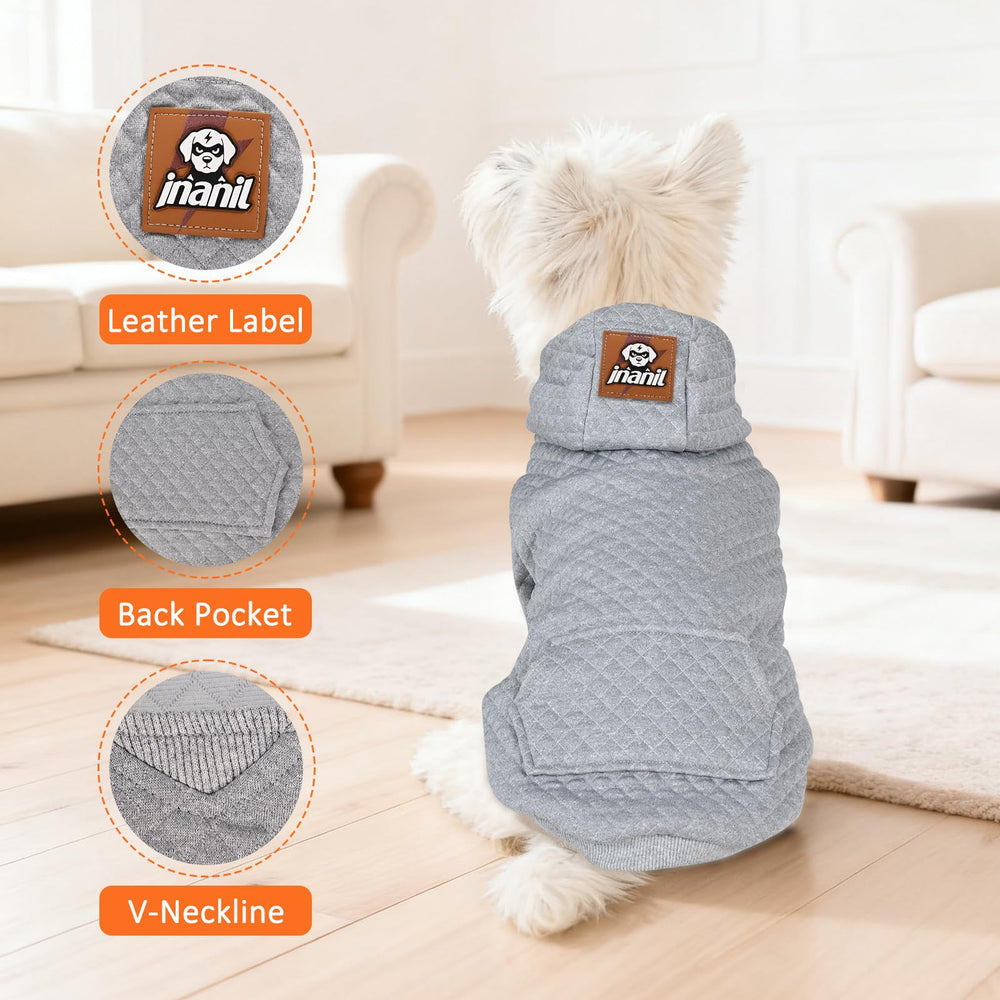Inanil dog hoodie stretch-neck design in black improves comfort and movement.