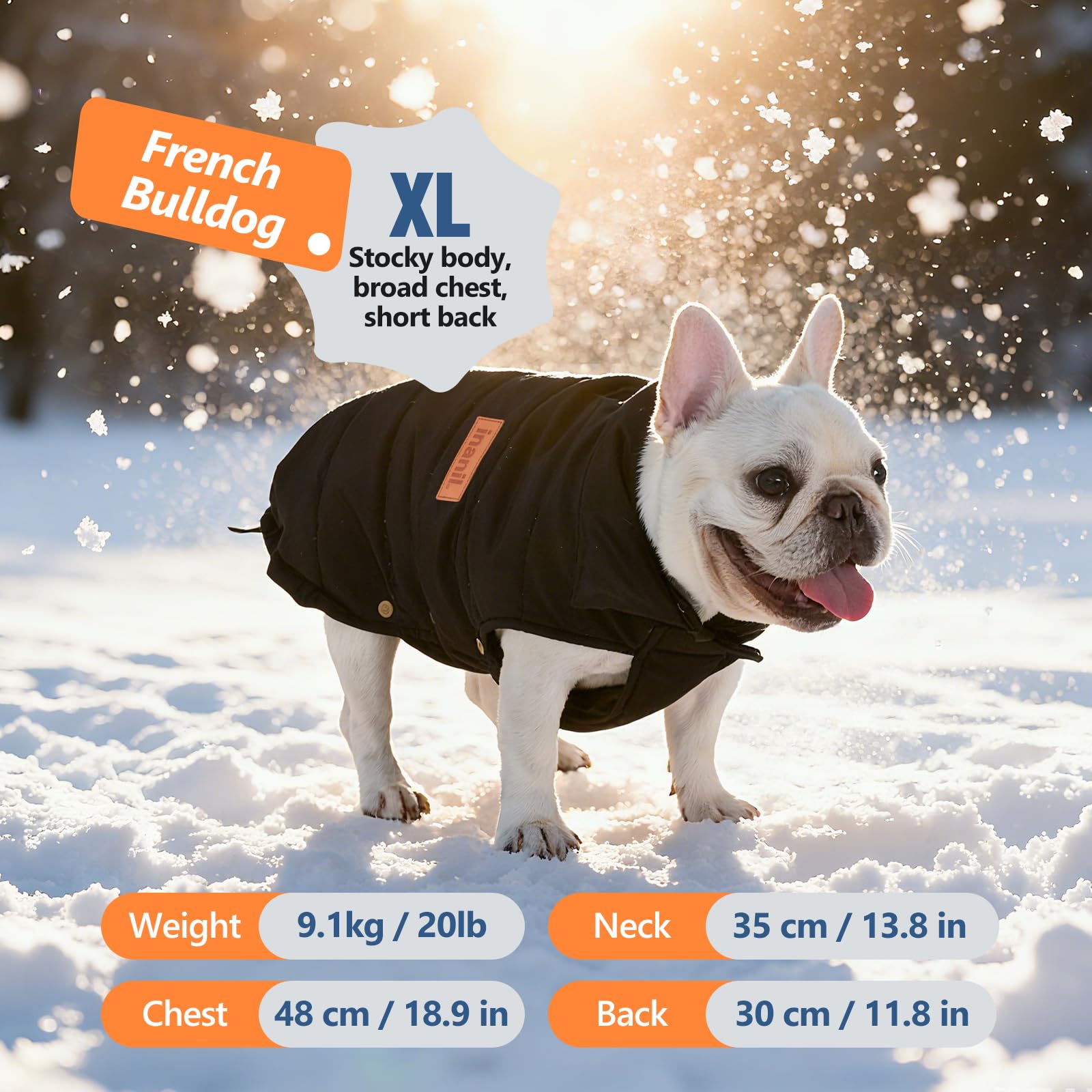Inanil dog puffer jacket inner-lining soft comfort against the skin.