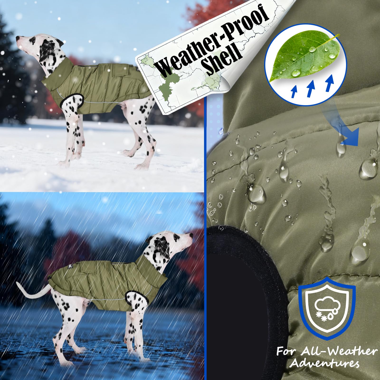 Inanil dog winter puffer jacket reflective strips boost visibility during dusk walks
