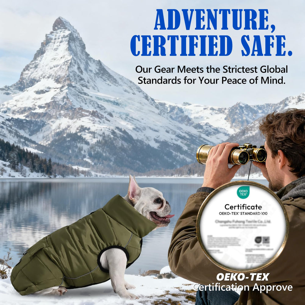 inanil dog winter puffer olive reflective strips in low light boost safety.