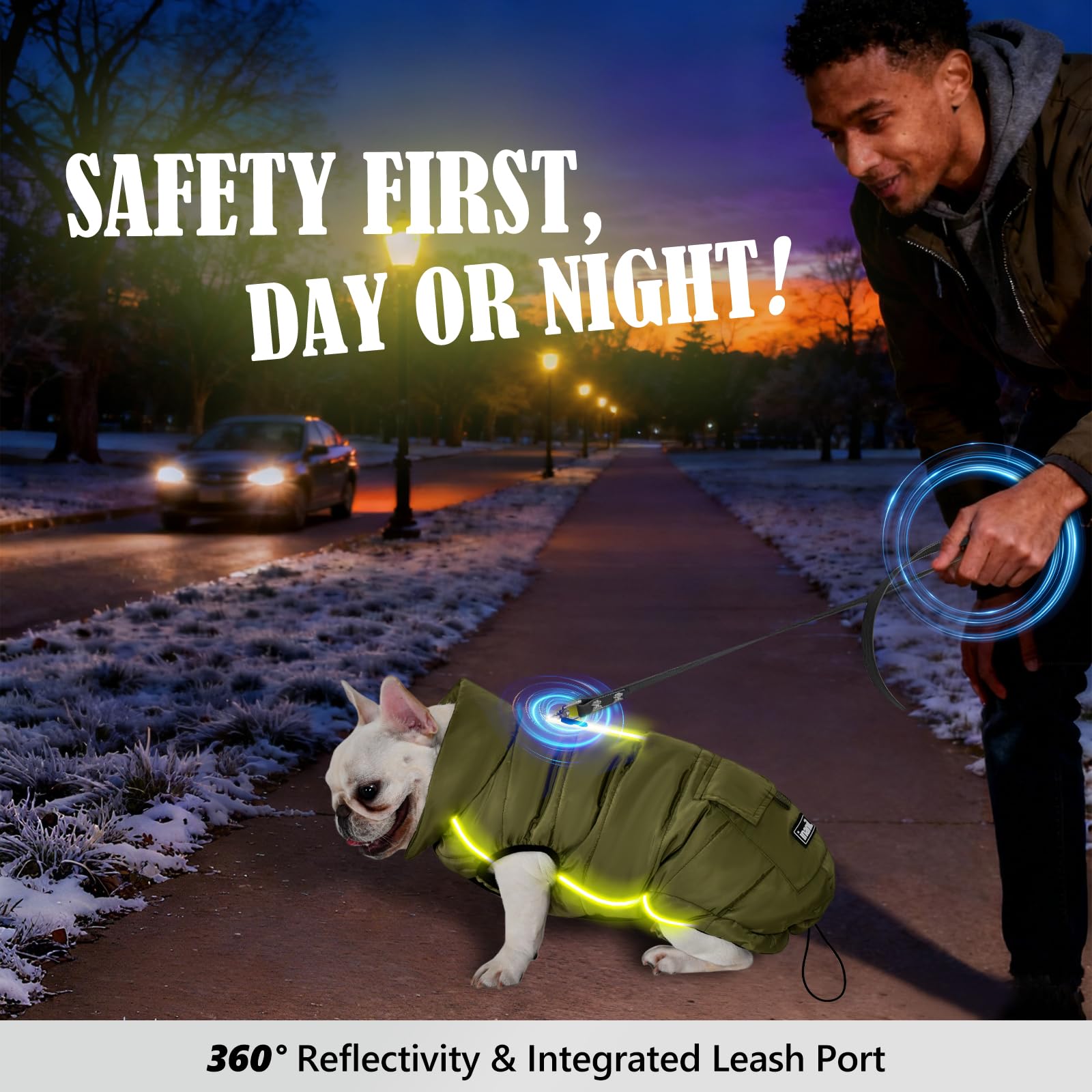 inanil dog winter puffer olive water-repellent shell showcases weather-ready durability.