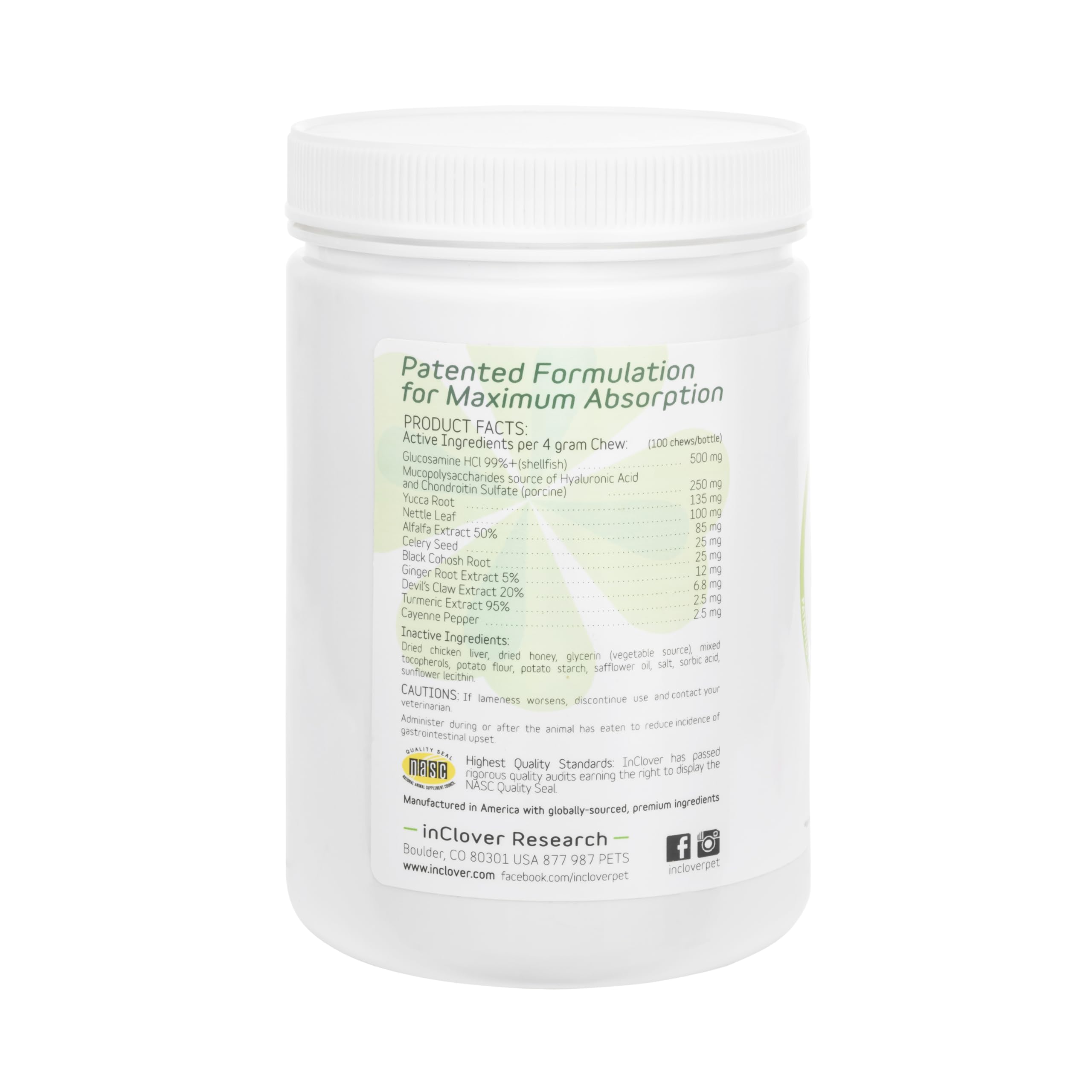 In Clover Connectin herbal delivery system close-up; emphasizes natural joint support ingredients.