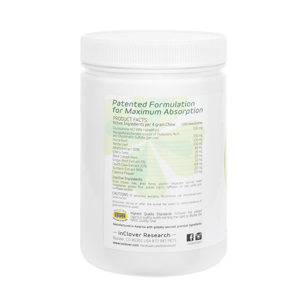In Clover Connectin herbal delivery system close-up; emphasizes natural joint support ingredients.