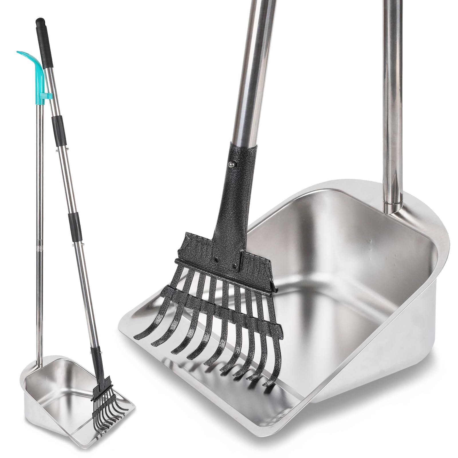 indiedouker dog pooper scooper with large capacity tray ready for quick yard cleanup