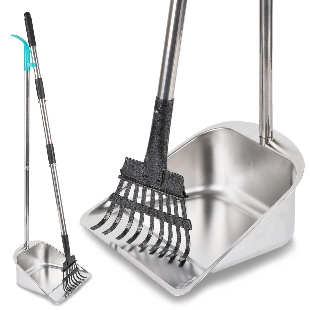 indiedouker dog pooper scooper with large capacity tray ready for quick yard cleanup