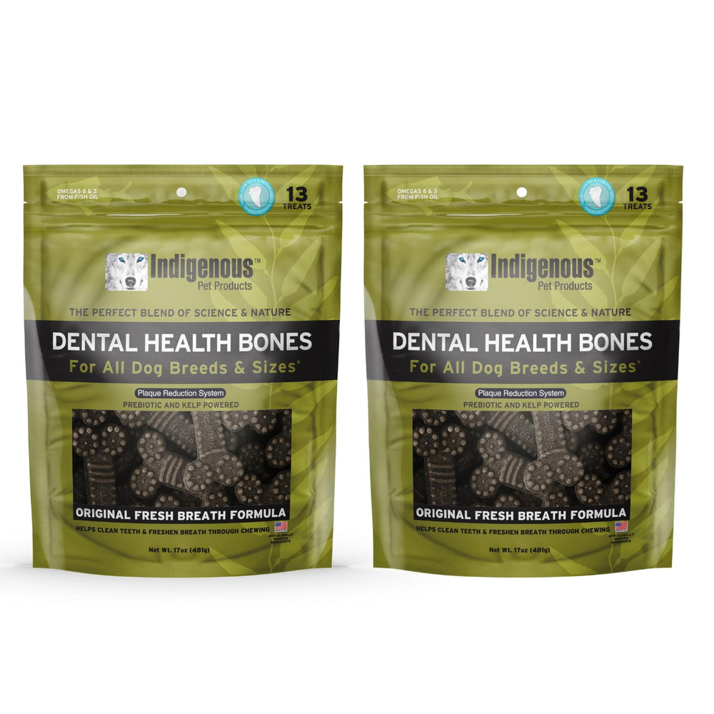 Indigenous Dental Health Bones pack-2 closeup highlighting fresh breath flavor and dental care support.