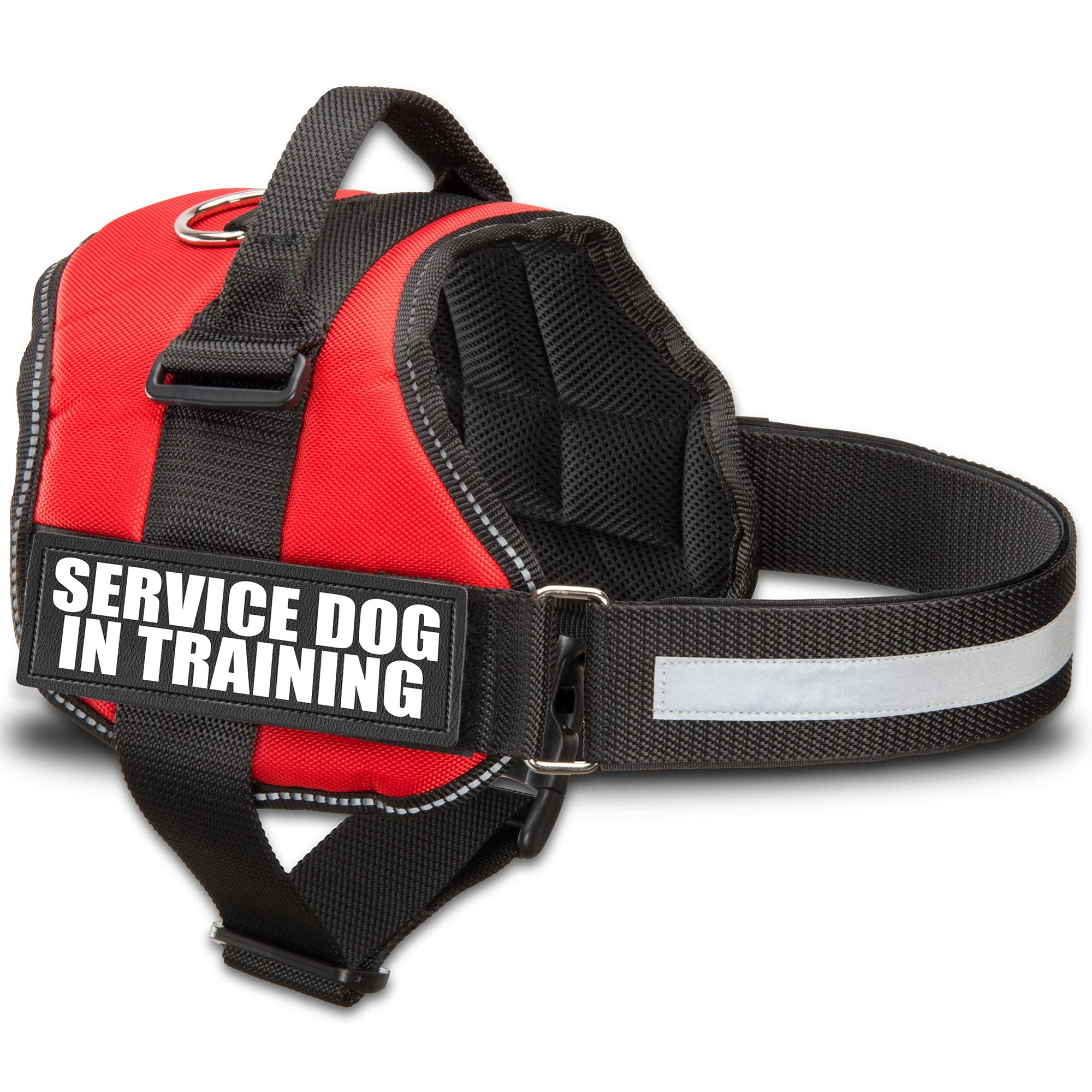 Industrial Puppy service dog vest front view with training patches for clear signaling