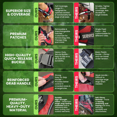 Industrial Puppy service dog vest reflective patches catching light at night