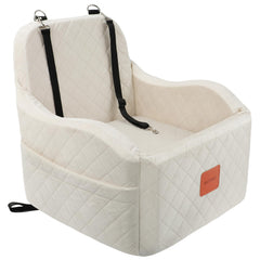 INDYBUD Dog Car Seat front view in beige for safer front-seat travel