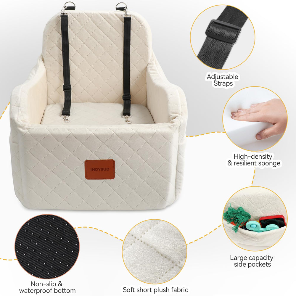 INDYBUD Dog Car Seat installation steps show quick and secure setup