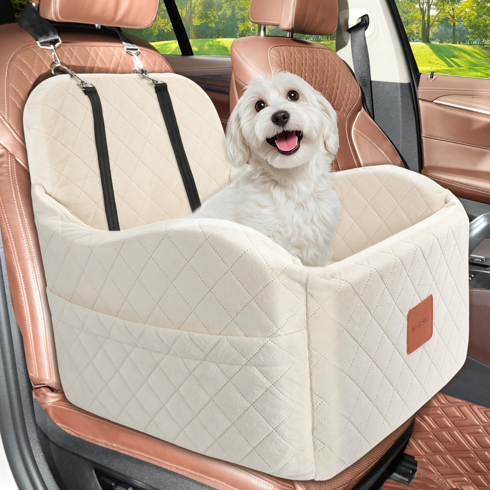 INDYBUD Dog Car Seat side pockets store treats and toys on the go