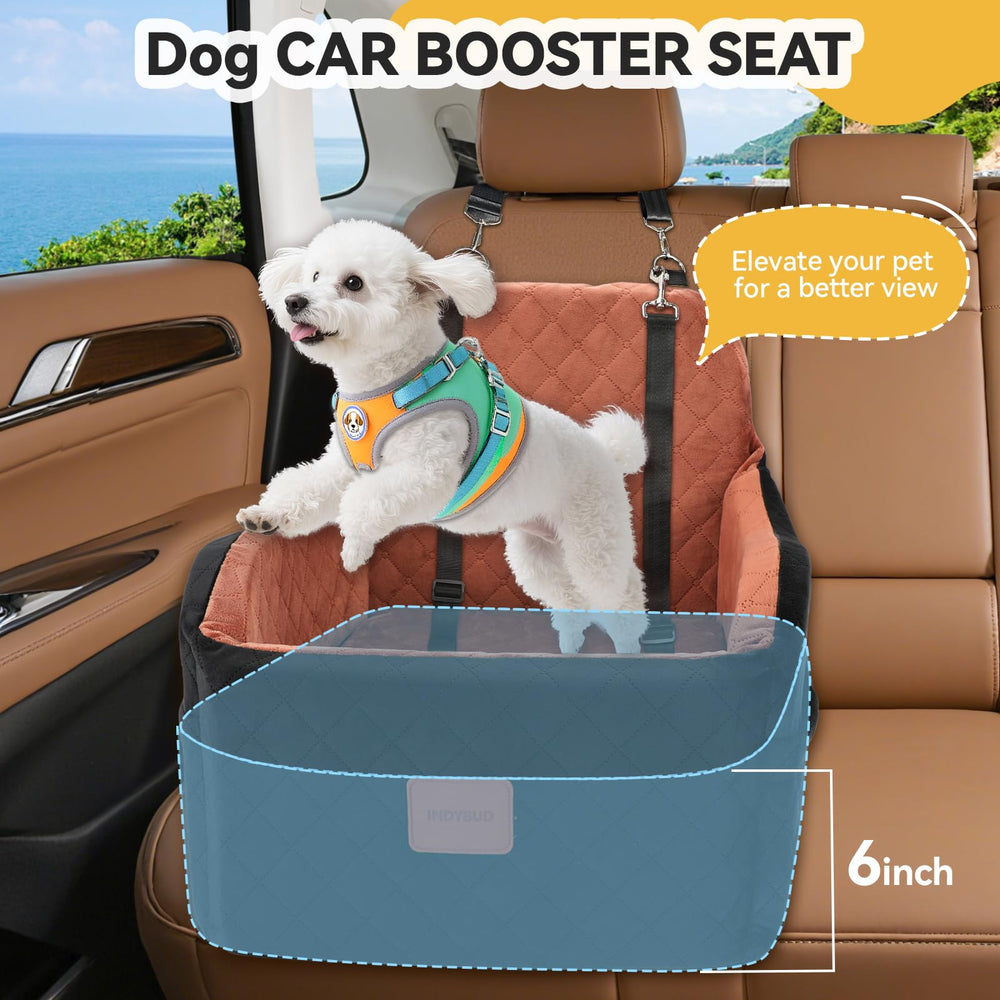 INDYBUD memory foam dog seat illustrates plush padding for comfortable rides.