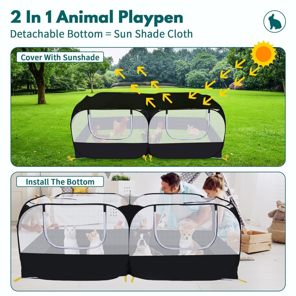 Ineariu playpen zipper cover view with clear mesh for watching pets