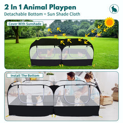 Ineariu playpen zipper cover view with clear mesh for watching pets