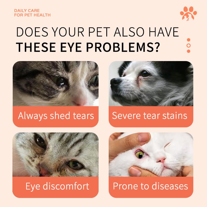 INEDRIMS tear stain powder applied around eyes on a cat