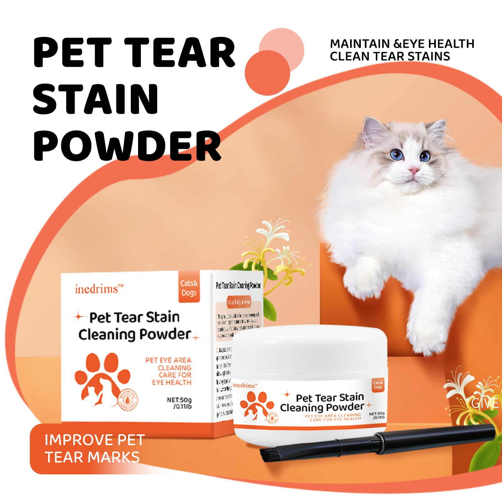 INEDRIMS tear stain results after regular use on pets