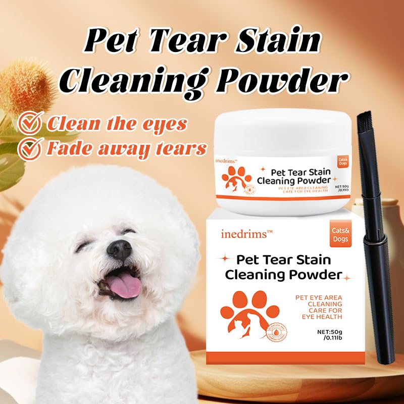 INEDRIMS tear stain powder improves eye brightness on light fur