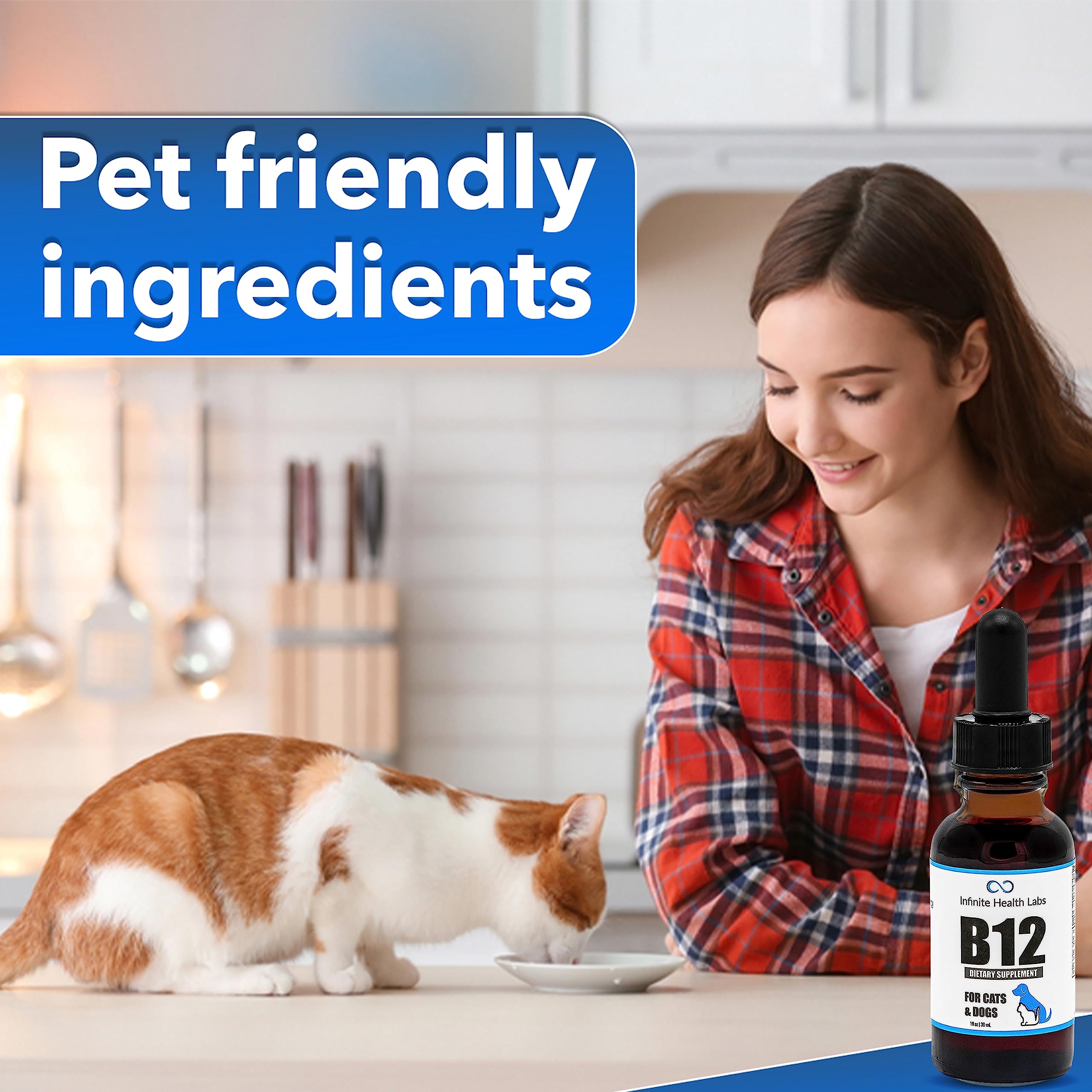 Infinite Health Labs Liquid B-12 measuring-syringe emphasizes accurate dosing.